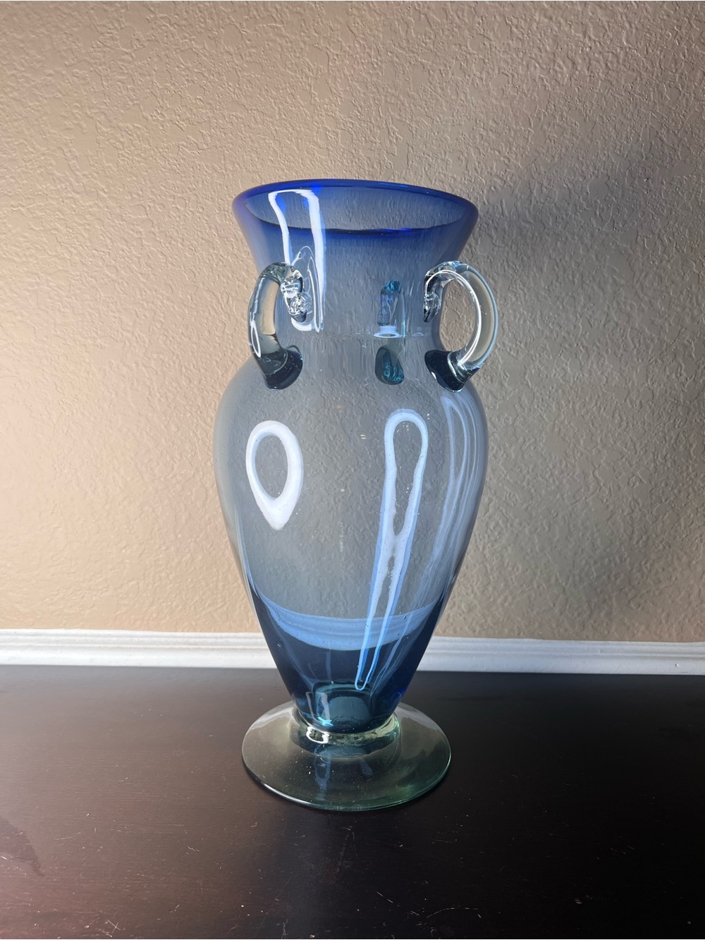 Vintage 1960s Blenko Cobalt Blue Amphora Vase Hand Blown 4 Handle Art Glass - Picture 2 of 10